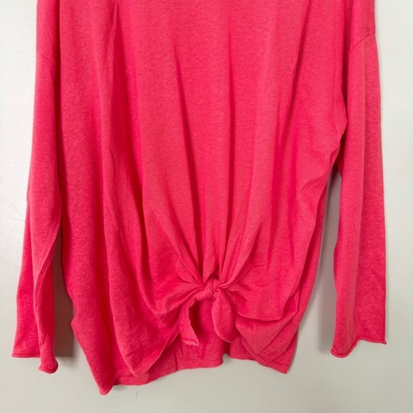 NWT Loft Linen Slouchy Tie Front Sweater‎ Lightweight Top Pink Size XL - Picture 8 of 10